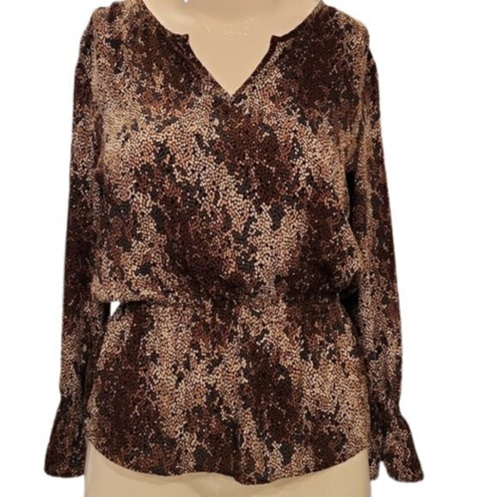 [Counterparts] Pattern V-neck Blouse - Size L